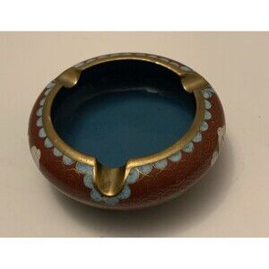 Vintage Chinese cloisonne cherry blossom ashtray -JINGEA.